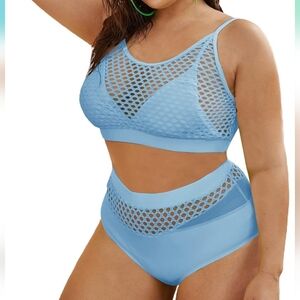 NWOT Women's Plus Size Bathing Suit With Fishnet Accents